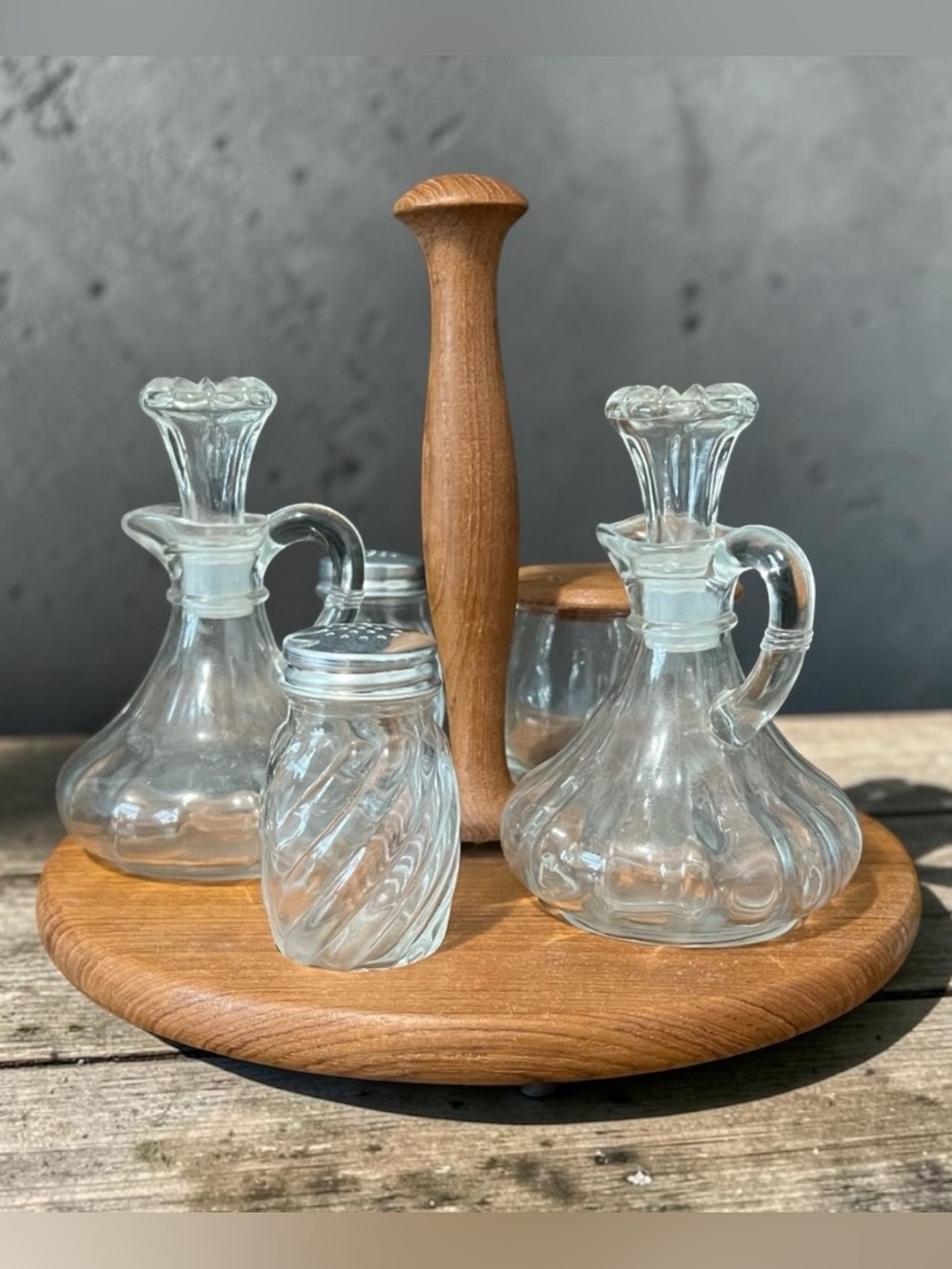 Vintage Lipper International Teakwood Condiment Set